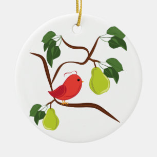 Partridge In Pear Tree Ceramic Tree Decoration