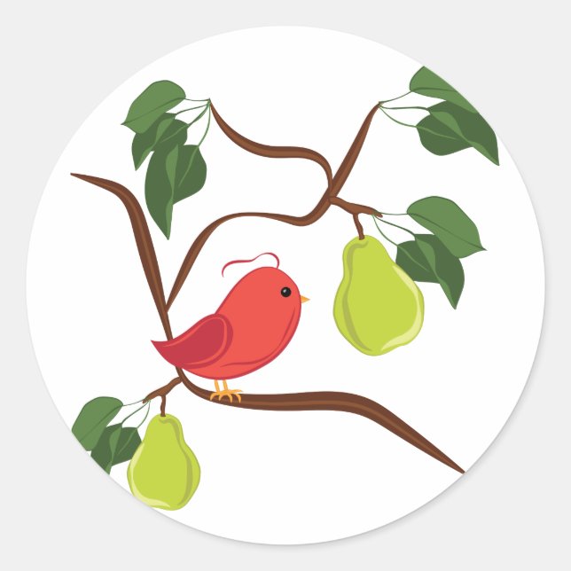 Partridge In Pear Tree Classic Round Sticker (Front)