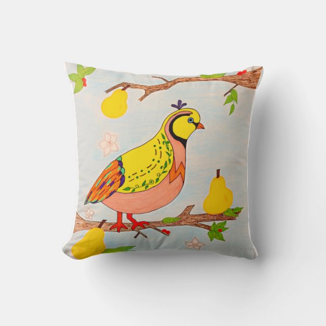 Partridge in Pear Tree Cushion (Front)