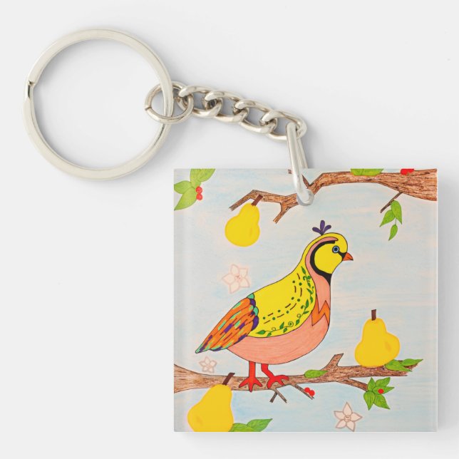 Partridge in Pear Tree Key Ring (Front)