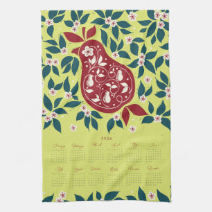 Partridge Pear Tree 2026 Calendar - Bartlett Green Tea Towel