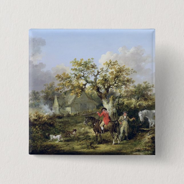 Partridge Shooting (oil on canvas) 15 Cm Square Badge (Front)