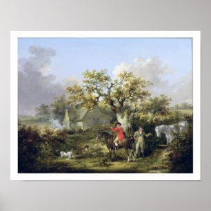 Partridge Shooting (oil on canvas) Poster