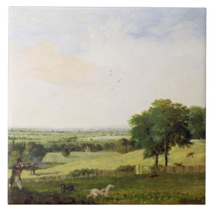 Partridge Shooting (oil on millboard) Ceramic Tile