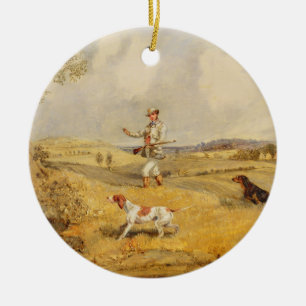 Partridge Shooting (oil on panel) Ceramic Tree Decoration