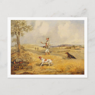 Partridge Shooting (oil on panel) Postcard