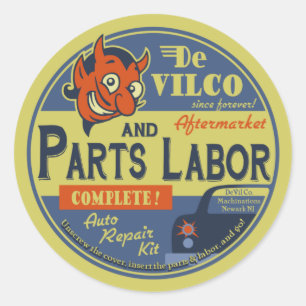 Parts & labour classic round sticker