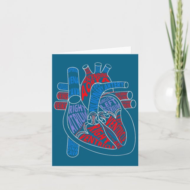 Parts Of Heart Anatomical Heart Gift For Cardiolog Card (Front)