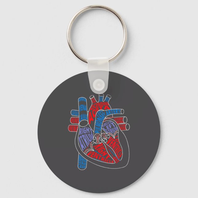 Parts Of Heart Anatomical Heart Gift For Cardiolog Key Ring (Front)
