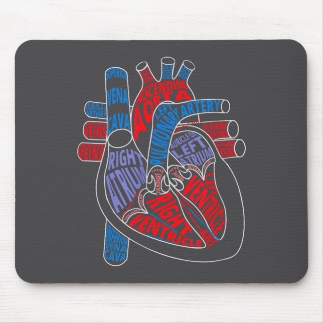 Parts Of Heart Anatomical Heart Gift For Cardiolog Mouse Pad (Front)