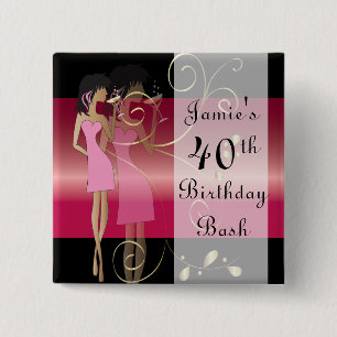 Party 00th Birthday Girl DIY Text 15 Cm Square Badge