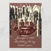 Party 16th Lips Kiss Brown Chocolate Glitter Drips