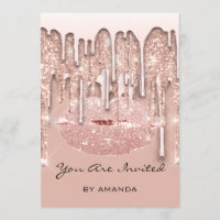 Party 16th Red Kiss Lips Rose Glitter Drips Spark