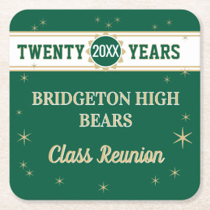 Party! 20th Reunion Celebration Square Paper Coaster