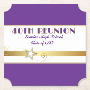 Party! 40th Class Reunion custom Paper Coaster