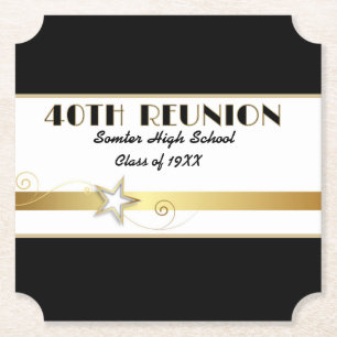 Party! 40th Class Reunion custom Paper Coaster