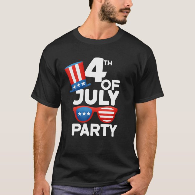 Party 4Th Of July America Hat Sunglasses Kids Boys T-Shirt (Front)
