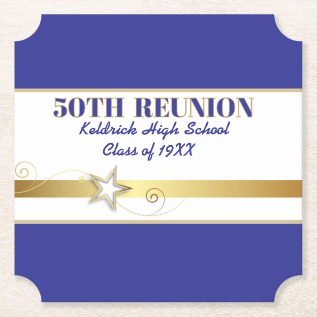 Party! 50th Class Reunion custom  Paper Coaster (Front)