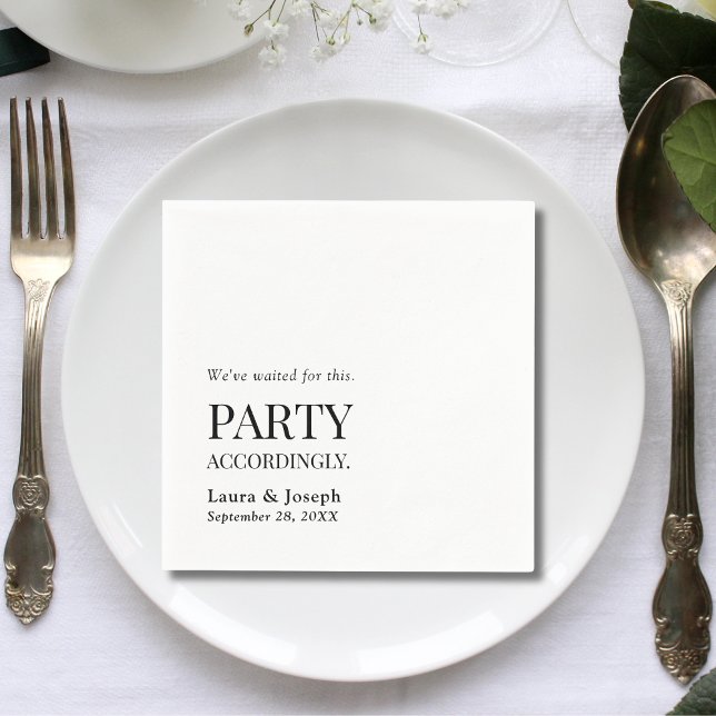 Party Accordingly Funny Wedding Bar Napkin (Creator Uploaded)