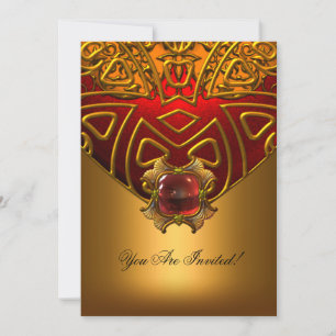 Party All Occasions Elegant Red Gold 2 Invitation