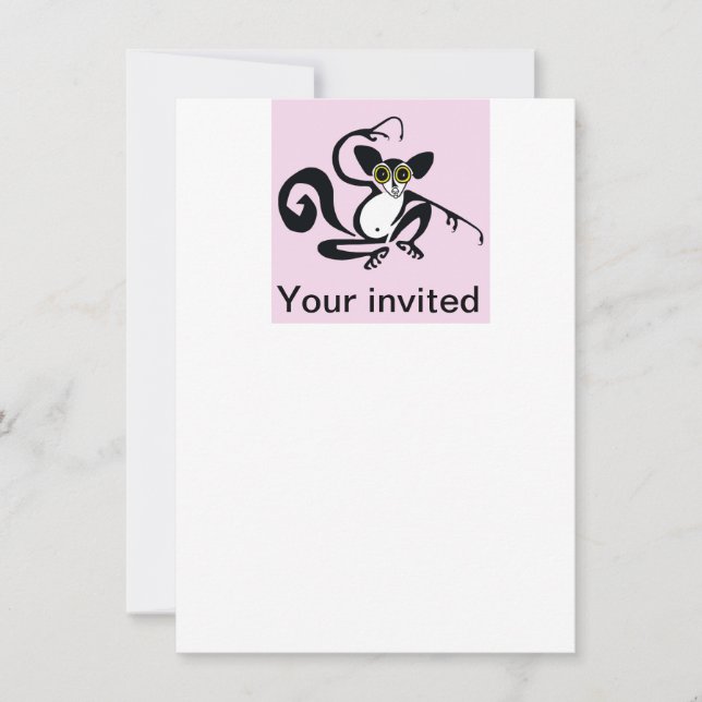 Party animal - AYE-AYE - Primate -Lemur - Pink  Invitation (Front)