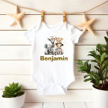 Party Animal Birthday Outfit, Kids Safari Birthday Baby Bodysuit<br><div class="desc">One Silly Goose” Personalized First Birthday Baby Bodysuit! Featuring a cute goose illustration and fun,  whimsical lettering,  this soft and comfy outfit is perfect for your baby’s milestone day.</div>