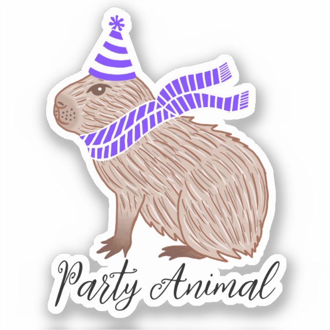 Party Animal Capybara Sticker (Front)