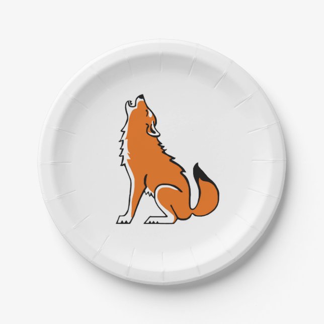 Party animal! Cool Red WOLF -Endangered animal- Paper Plate (Front)