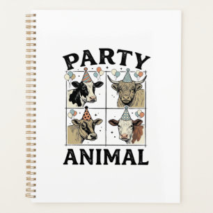Party Animal Cow Vintage Engraving T-Shirt Design_ Planner