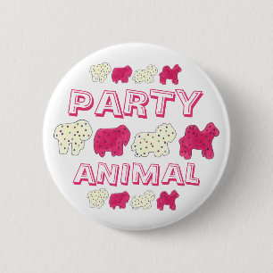PARTY ANIMAL Crackers Cookies Circus Zoo Birthday 6 Cm Round Badge