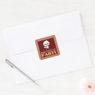 Party Animal Duck, Chevron Birthday Party Square Sticker