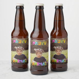 Party Animal Fun Custom Photo  Beer Bottle Label
