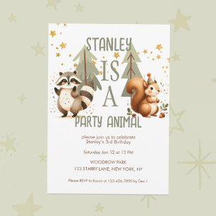 Party Animal Fun Woodland Birthday  Invitation