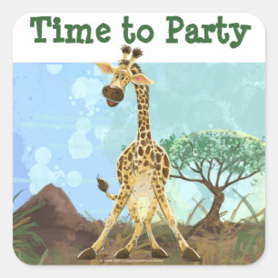 Party Animal Giraffe Square Sticker