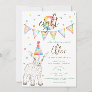 Party Animal Goat 8th Birthday Invite for Kids