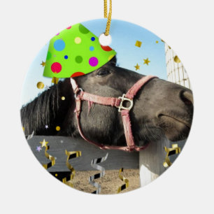 Party Animal Horse Ceramic Ornament