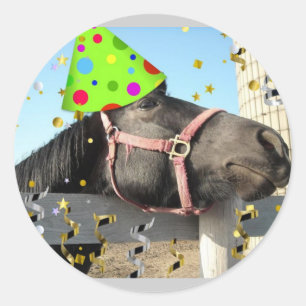 Party Animal Horse Classic Round Sticker