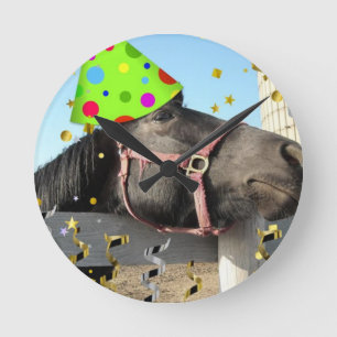 Party Animal Horse Round Clock