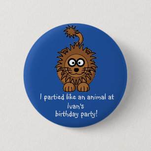 Party Animal Lion Button Favours Party Souvenirs