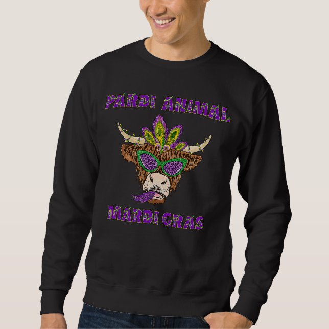 PARTY ANIMAL Mardi Gras 2023 Festival Drinking Cow Sweatshirt (Front)