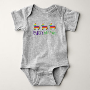 PARTY ANIMAL Rainbow Donkey Piñata Birthday Fiesta Baby Bodysuit