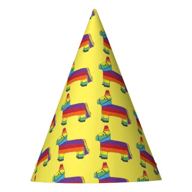 Party ANIMAL Rainbow Donkey Piñata Birthday Fiesta Hat (Front)