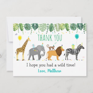 Party Animal Safari Birthday Thank You Card
