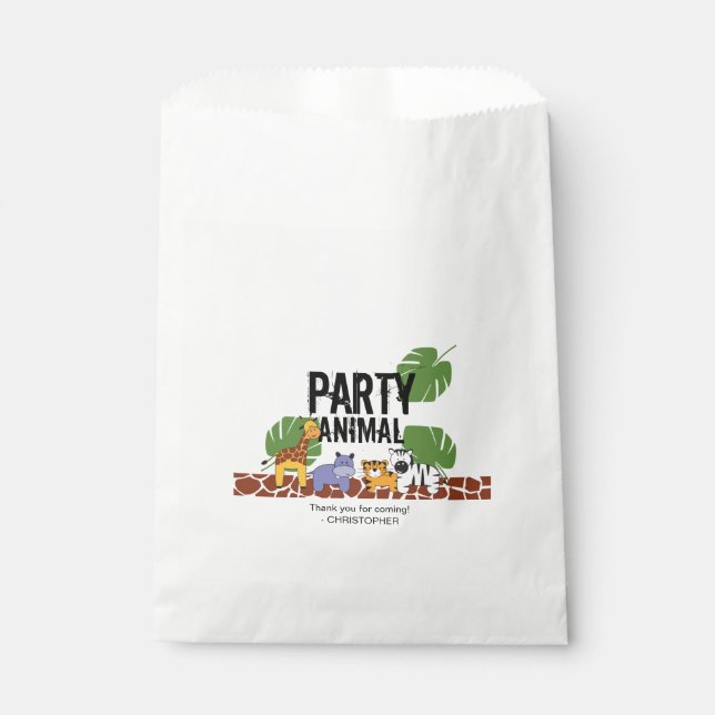 Party Animal Safari themed birthday Green Favour Bag (Front)