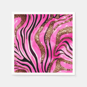 Party Animal Tiger Print Napkins, Pink Glitter Napkin