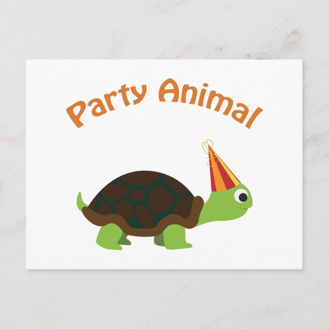 Party Animal Turtle Invitation Postcard (Front)