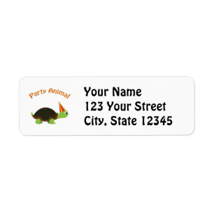 Party Animal Turtle Return Address Label