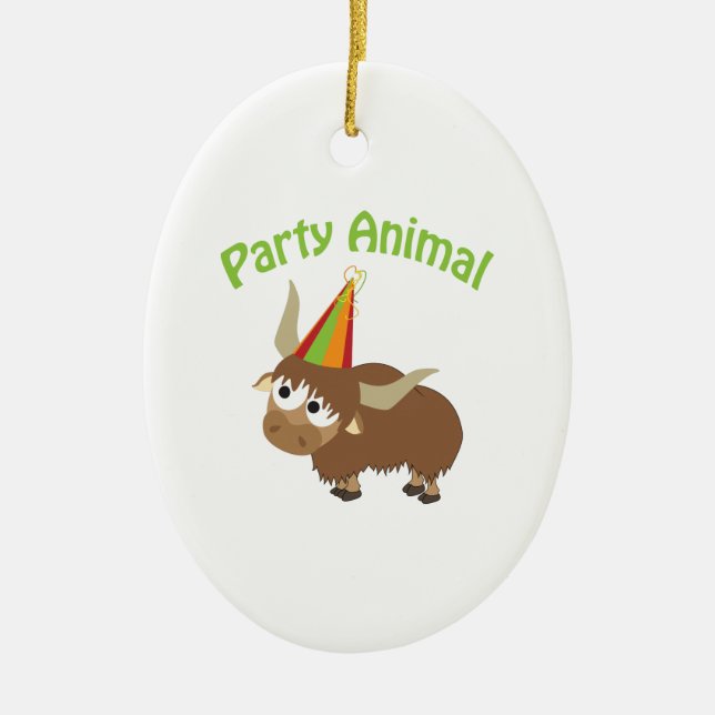 Party Animal Yak Ceramic Tree Decoration (Front)