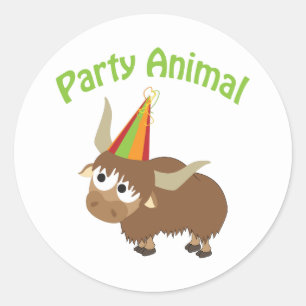 Party Animal Yak Classic Round Sticker