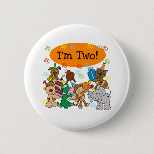Party Animals 2nd Birthday 6 Cm Round Badge